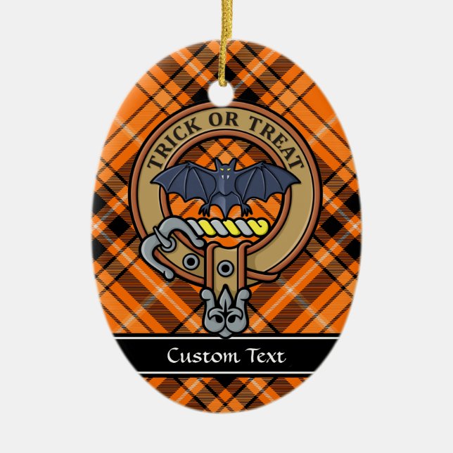 Halloween Wappen über Tartan Keramik Ornament (Vorne)