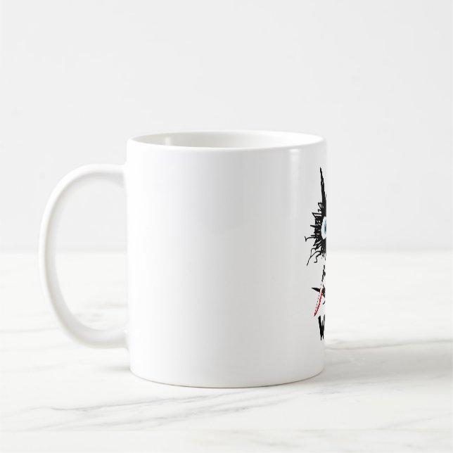 Halloween Was-Funny Black Cat mit Knife Long Sl Kaffeetasse (Links)