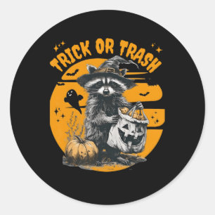 Halloween-Waschbär-Trick oder Müll Retro-Waschbäre Runder Aufkleber