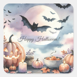 Halloween Wasserfarbe Quadratischer Aufkleber