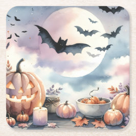 Halloween Wasserfarbe Rechteckiger Pappuntersetzer