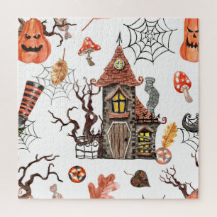Halloween Wasserfarbe: Spuk Hausmuster.