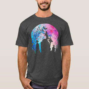Halloween Wasserfarbe Vollmond Katze über einem Gr T-Shirt