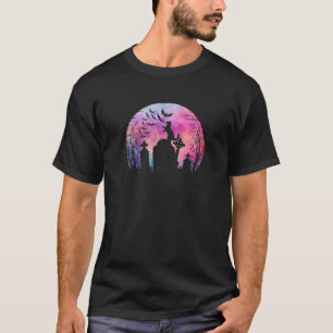 Halloween Wasserfarbe Vollmond Katze über einem Gr T-Shirt