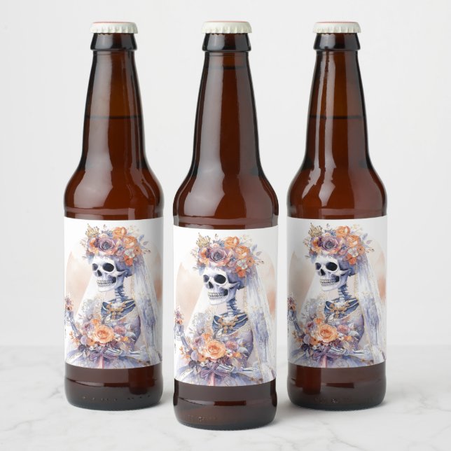 Halloween-Wasserfarben-Skelettbieretiketten Bierflaschenetikett (Flaschen)