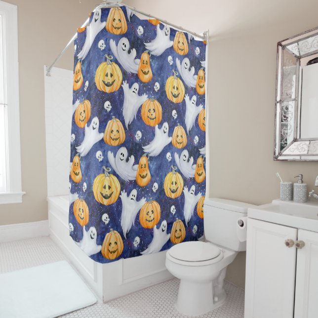 Halloween Wasserfarbmuster Duschvorhang (Beispiel)