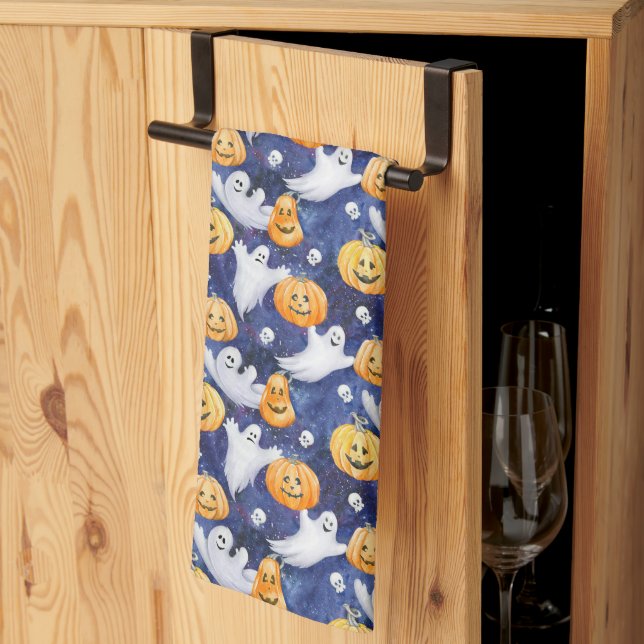Halloween Wasserfarbmuster Geschirrtuch (Drittel gefaltet)