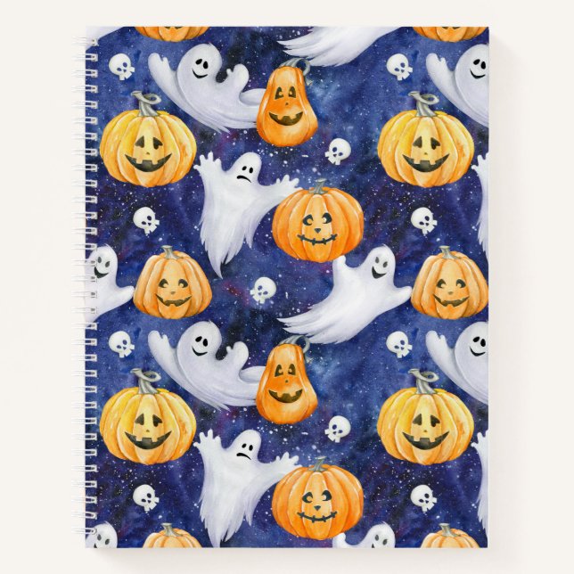 Halloween Wasserfarbmuster Notizbuch (Vorderseite)