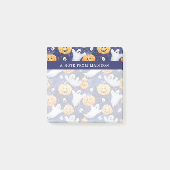 Halloween Wasserfarbmuster Post-it Klebezettel (Vorderseite)