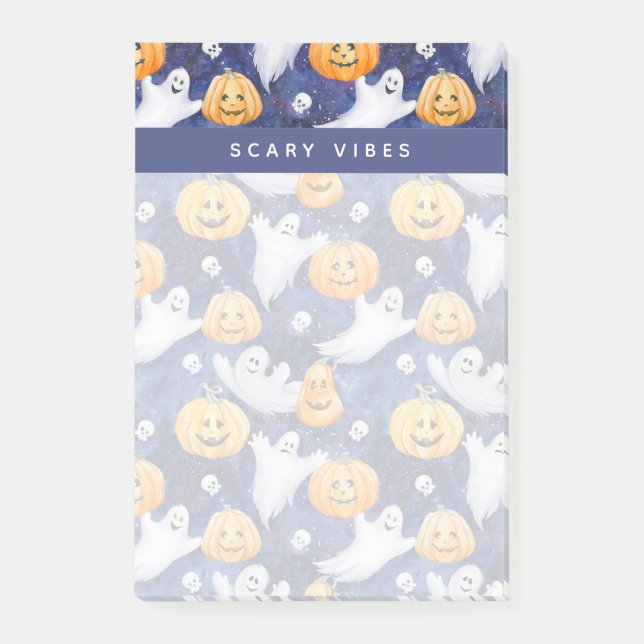Halloween Wasserfarbmuster Post-it Klebezettel (Vorderseite)