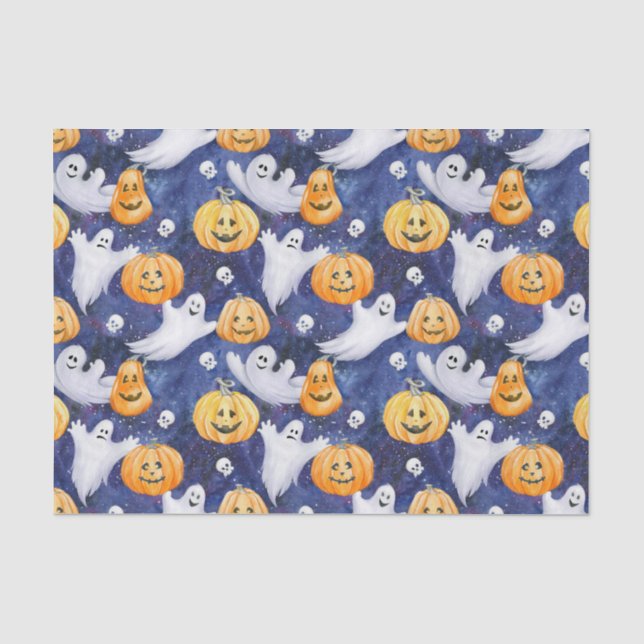 Halloween Wasserfarbmuster Seidenpapier (Vorderseite)