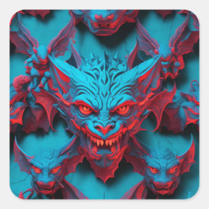 Halloween-Wasserspeier Quadratischer Aufkleber