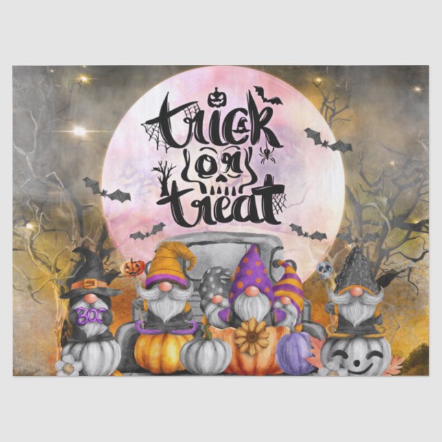 Halloween Watercolor Gnomes Seidenpapier (Vorderseite)
