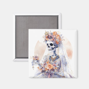 Halloween Watercolor Skeleton Magnet