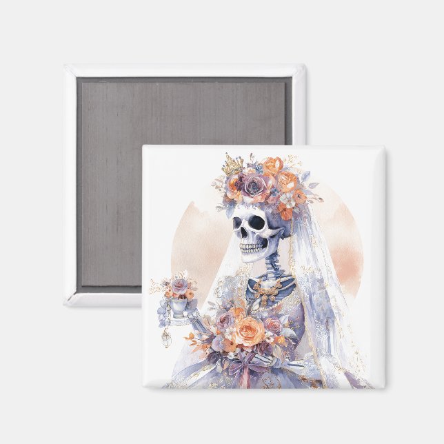 Halloween Watercolor Skeleton Magnet (Vorderseite/Rückseite)