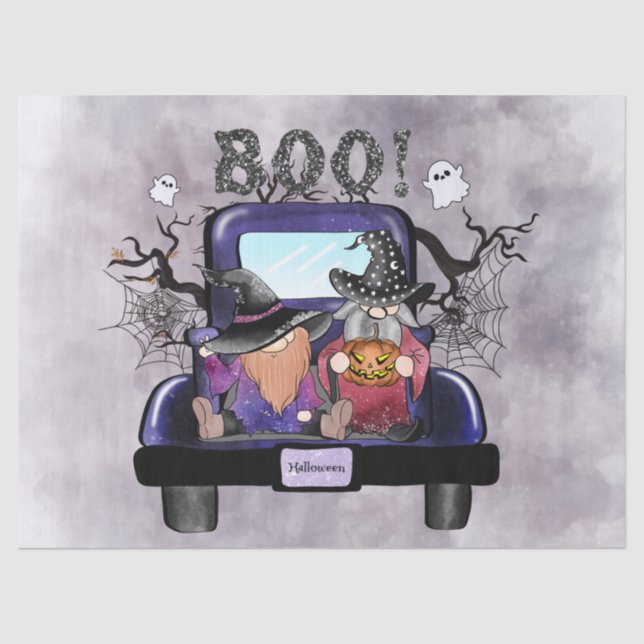 Halloween Watercolor Truck Gnomes Seidenpapier (Vorderseite)