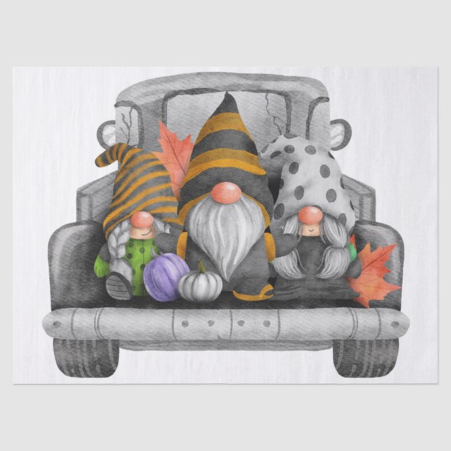 Halloween Watercolor Truck Gnomes Seidenpapier (Vorderseite)