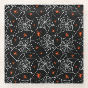 Halloween Web und Spinnen Hintergrund. Glasuntersetzer