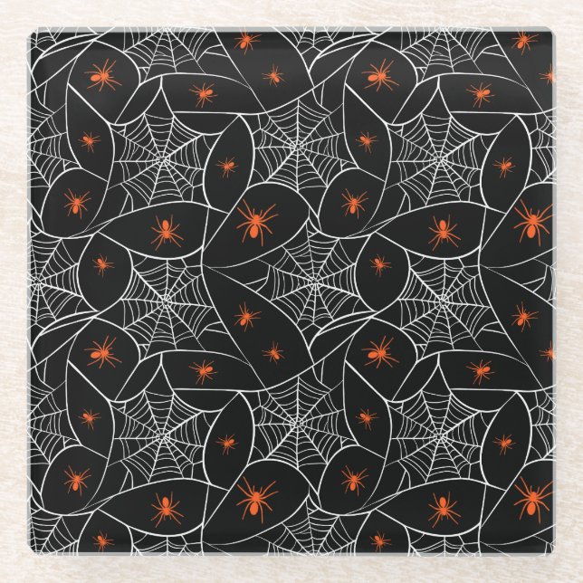 Halloween Web und Spinnen Hintergrund. Glasuntersetzer (Vorderseite)