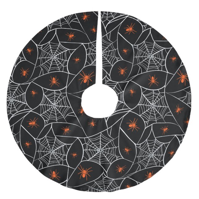 Halloween Web und Spinnen Hintergrund. Polyester Weihnachtsbaumdecke (Vorderseite)