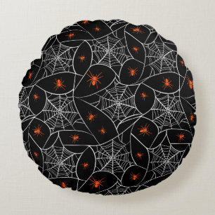 Halloween Web und Spinnen Hintergrund. Rundes Kissen