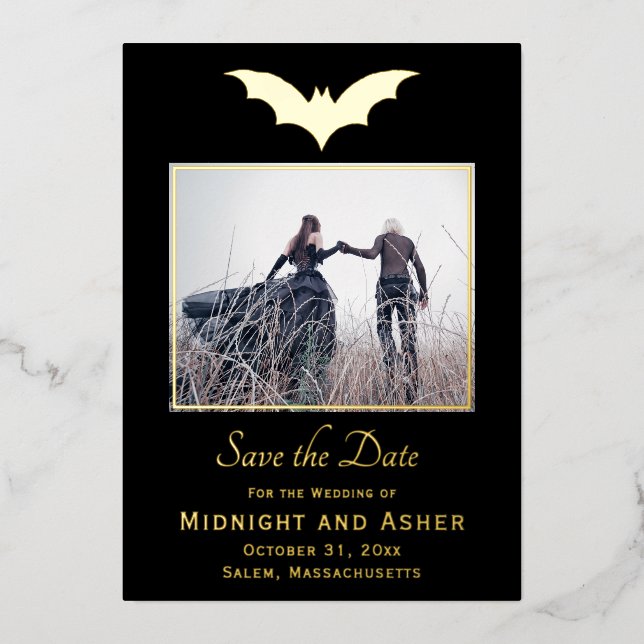 Halloween Wedding Save the Date Folieneinladung (Vorderseite)