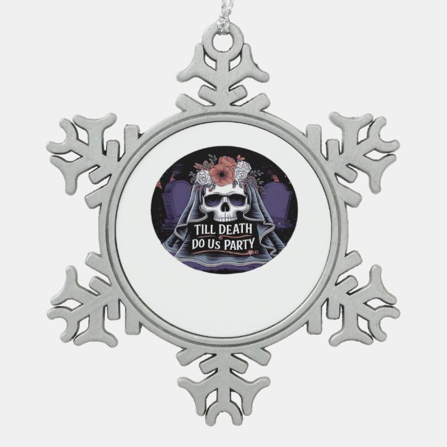 Halloween Wedding Spooky Wedding Halloween-Party T Schneeflocken Zinn-Ornament (Vorderseite)