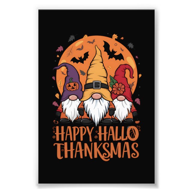 Halloween Weihnachtsgeschenk HalloDankeMas Gnomes Fotodruck (Vorne)