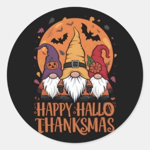Halloween Weihnachtsgeschenk HalloDankeMas Gnomes Runder Aufkleber