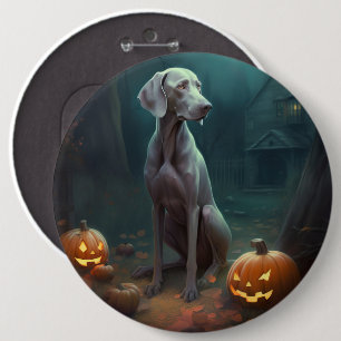 Halloween Weimaraner mit Pumpkins Beängstigend Button