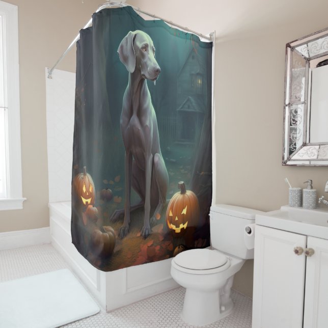 Halloween Weimaraner mit Pumpkins Beängstigend Duschvorhang (Beispiel)