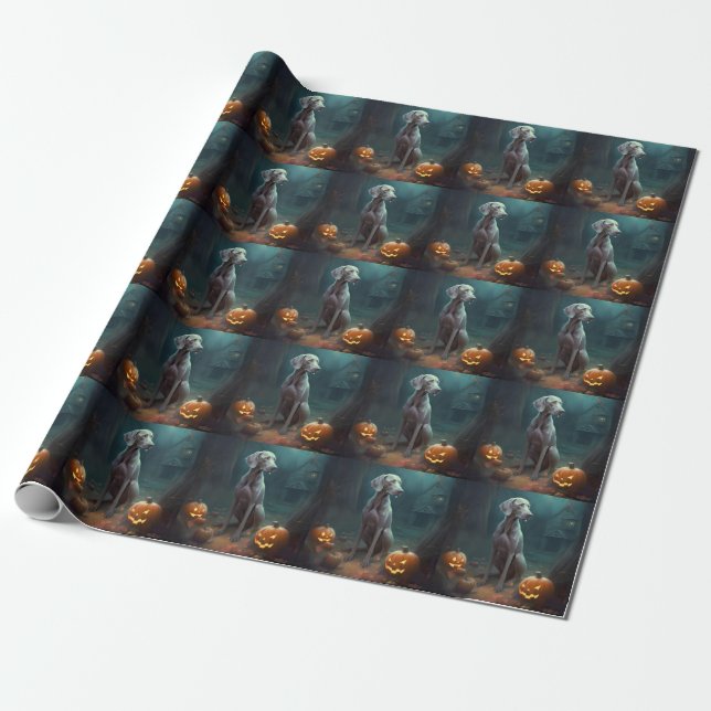 Halloween Weimaraner mit Pumpkins Beängstigend Geschenkpapier (Ungerollt)