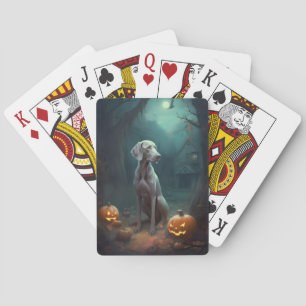 Halloween Weimaraner mit Pumpkins Beängstigend Spielkarten