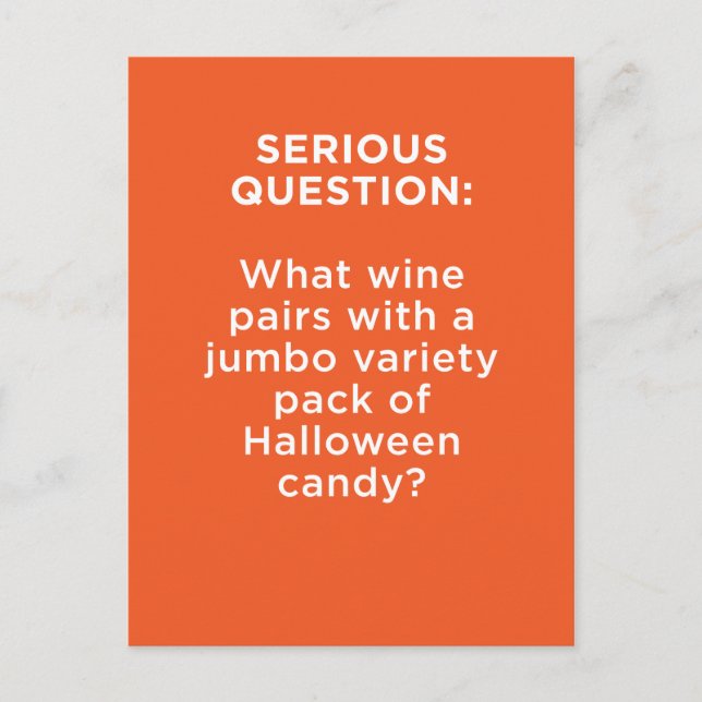 Halloween: Welche Paare mit Wein & Candy? Postkarte (Vorderseite)
