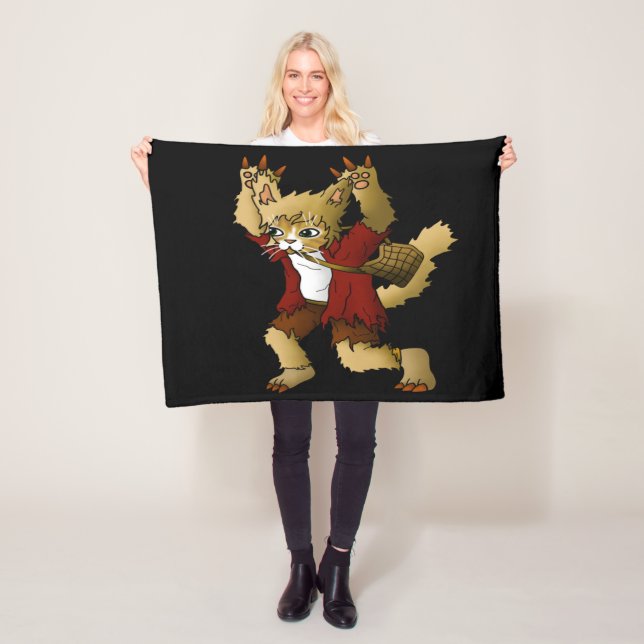 Halloween Werewolf Cat Fleecedecke (Beispiel)