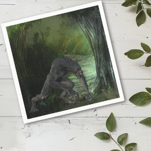 Halloween Werewolf Dark Forest Serviette