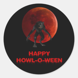 Halloween Werewolf Lycan Red Blood Moon Dripping Runder Aufkleber