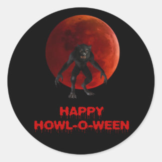 Halloween Werewolf Lycan Red Blood Moon Dripping Runder Aufkleber