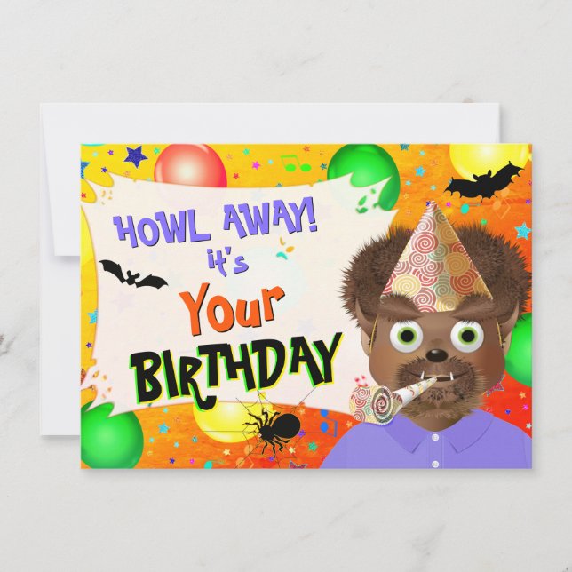 Halloween Werewolf Monster Geburtstag Karte (Vorderseite)
