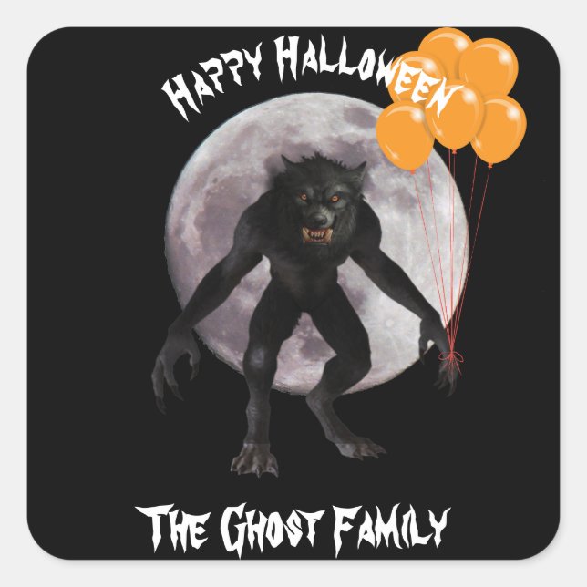 Halloween Werewolf Quadratischer Aufkleber (Vorderseite)