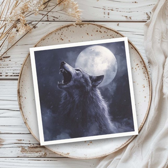 Halloween Werewolf Wolf Howling Moon Serviette (Von Creator hochgeladen)