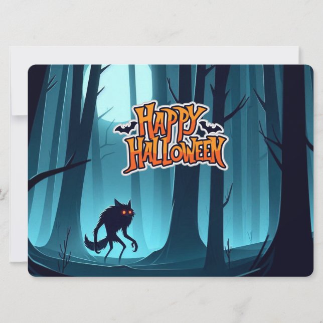 Halloween Werwolf und Kürbis Einladung (Vorderseite)