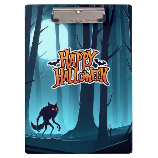 Halloween Werwolf und Kürbis Klemmbrett (Vorderseite)