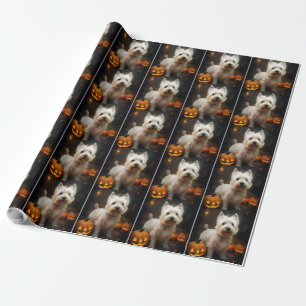 Halloween West Highland White Terrier Kürbisse Geschenkpapier