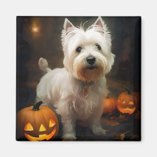 Halloween West Highland White Terrier Kürbisse Magnet