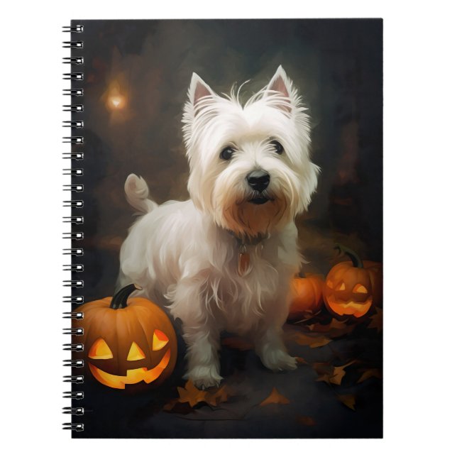 Halloween West Highland White Terrier Pumpkins Notizblock (Vorderseite)