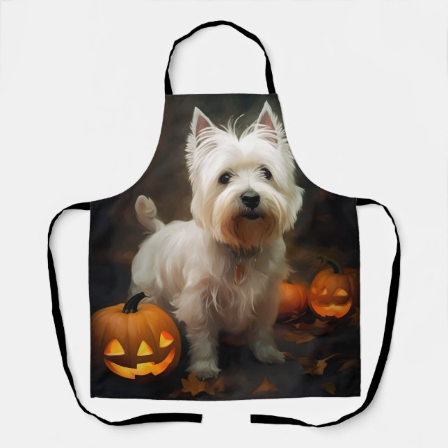 Halloween West Highland White Terrier Pumpkins Schürze (Vorderseite)