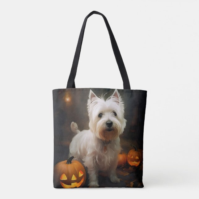 Halloween West Highland White Terrier Pumpkins Tasche (Rückseite)