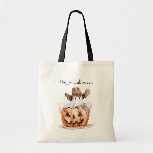 Halloween Western Brown Cowboy Ghost Pumpkin Tragetasche (Vorne)