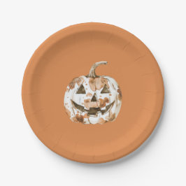 Halloween Western Cowgirl Cowboy Orange Kürbis Pappteller